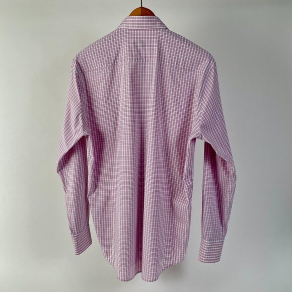 Peter Millar Fine Cotton Gingham Check Button Down Shirt, Pink White, Size M - Picture 4 of 7